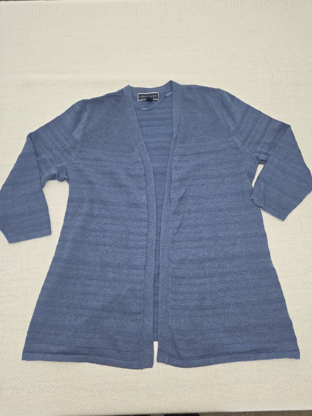 Karen Scott Light Blue Open-Front Knit Cardigan
